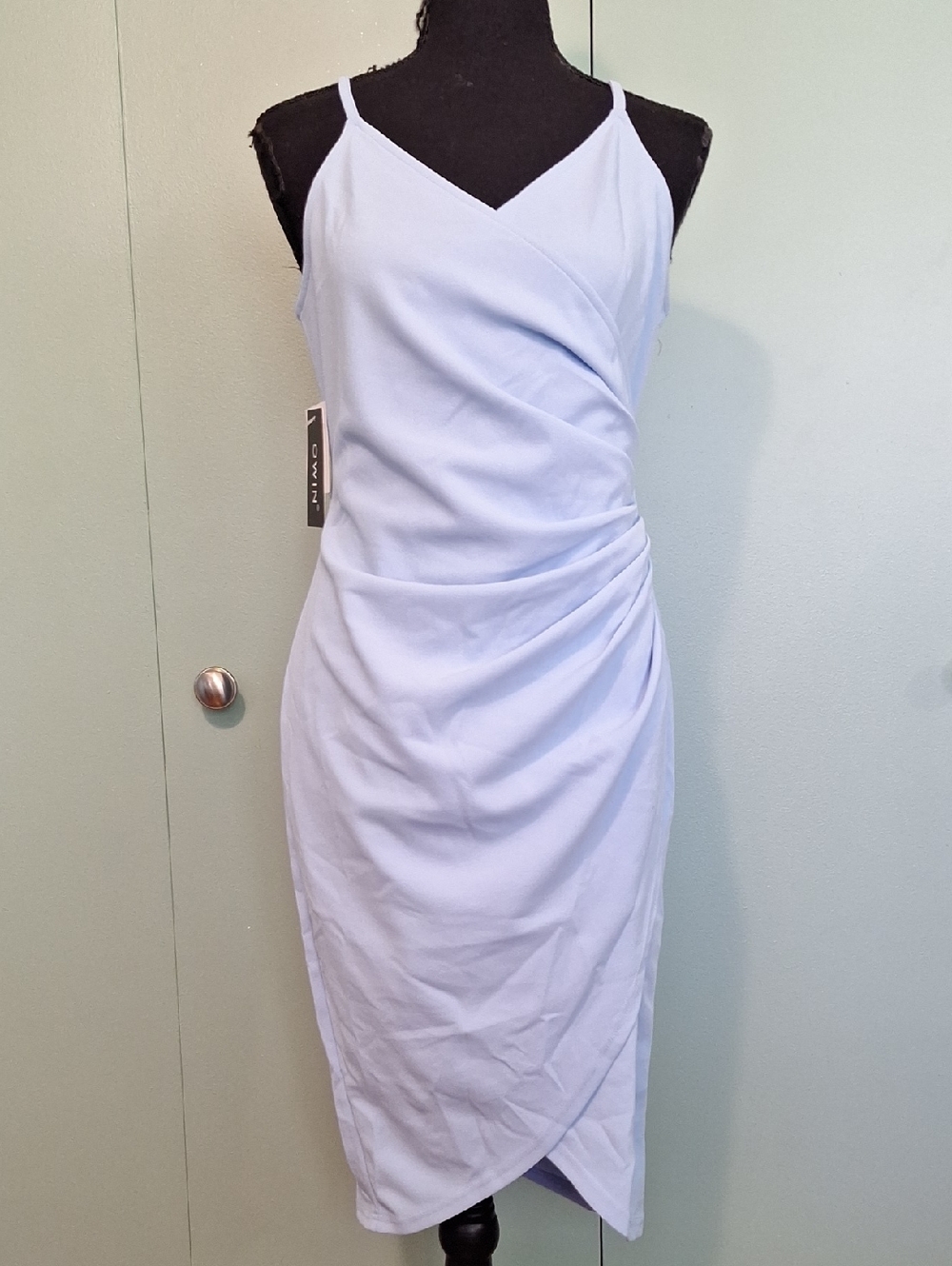 Nwt Owin Blue Roched Side Dress Size Medium